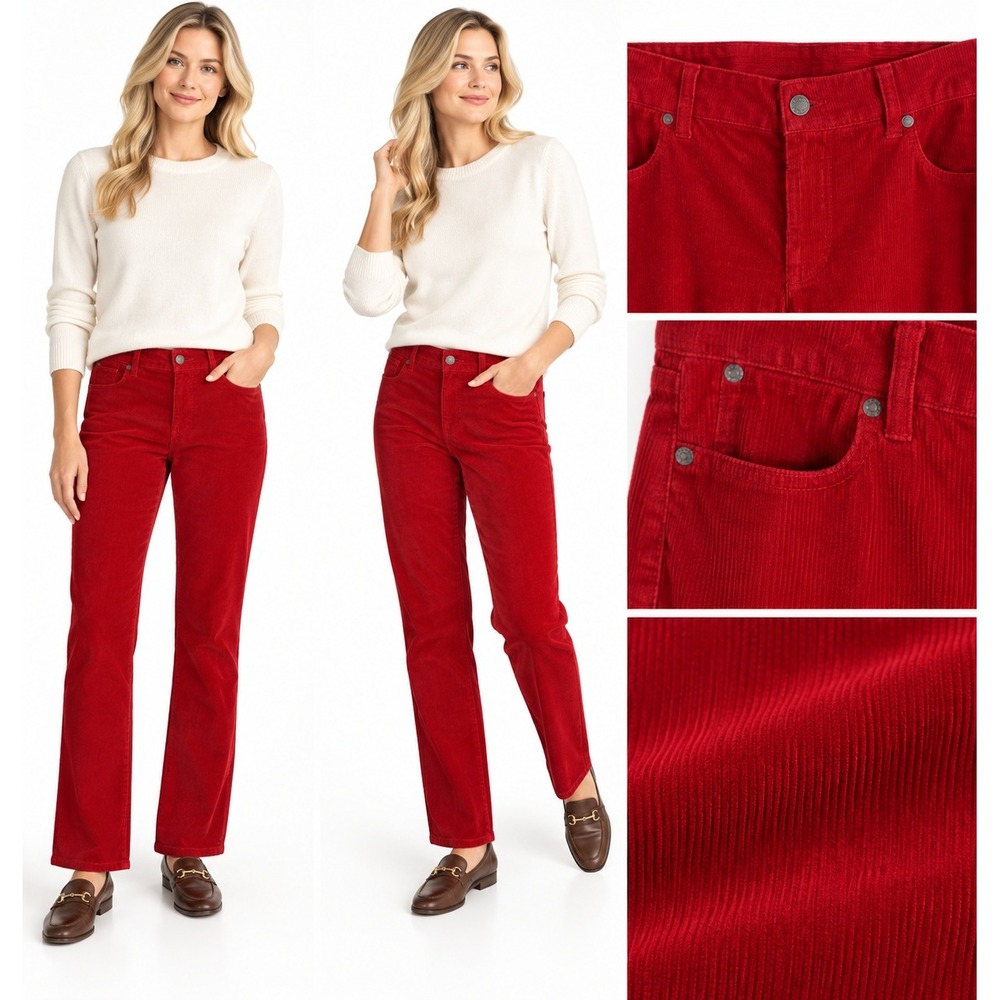 Talbots Corduroy Pants 8 Red Curvy Straight Leg Holiday Christmas Festive